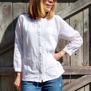 Lucky Brand White Romantic Embroidered Blouse BoHo